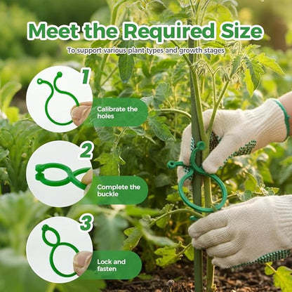 Plant Stem Support,Plastic Plant Clips for Climbing Plants,Tomato Vine Clips,Plant Fixing Clips,Garden Clips (Green 100pcs)