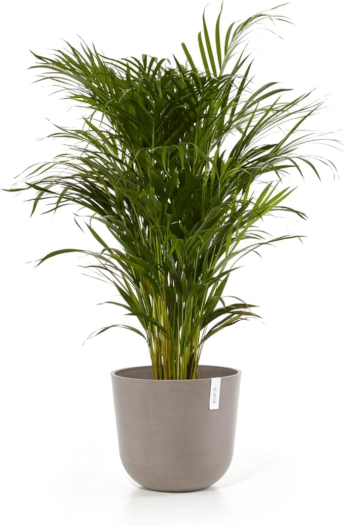Ecopots Oslo Durable Modern Round Indoor/Outdoor Recycled-Based Composite Flower Pot Planter, Taupe, 14"
