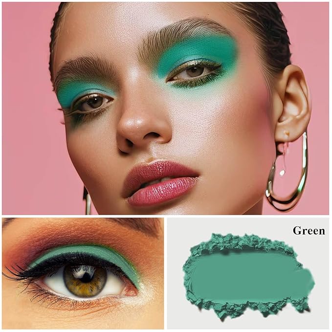 MEICOLY Single Green Eyeshadow Palette with Mirror,Matte Green Eye Shadow for St Patricks Day Makeup,Pressed Powder Eyeshadow,Matte Shade Eyelid Color Eye Makeup,High Pigment,Long Wear