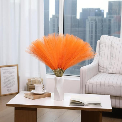 Faux Orange Pampas Grass - 30pcs 24 Inch Artificial Pampas Grass Decor, Tall Pampas Grass for Floor Vase, Table Centerpieces, Wedding, Party and Living Room Decor (Orange, 30 Pieces)