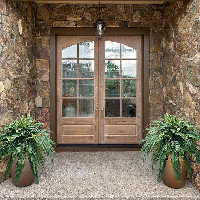 Artificial Boston Fern - 47” Faux Fern with 88 Leaves, Single Plant for Indoor & Outdoor Decoration, UV Resistant Greenery for Porch, Patio & Home Decor