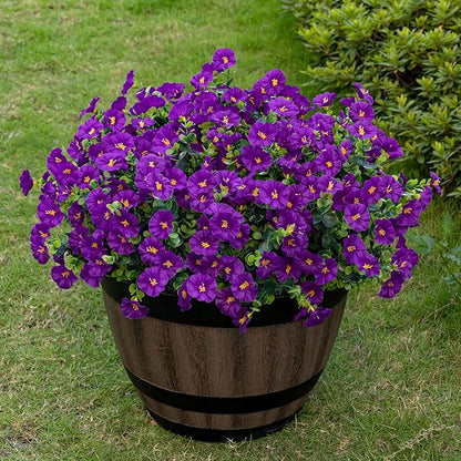 Lnoicy Artificial Flowers for Outdoor 12 Bundles Eucalyptus Fake Flowers for Planter,UV Resistant Fake Morning Glory for Home/Porch/Garden Decoration（Fuchsia）