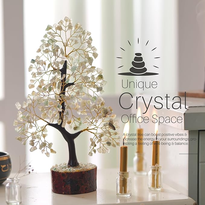 7 Chakra Money Tree Healing Feng Shui Statues & Figurines Reiki Crystal Balancing Buddha Home Décor (Green Jade G)