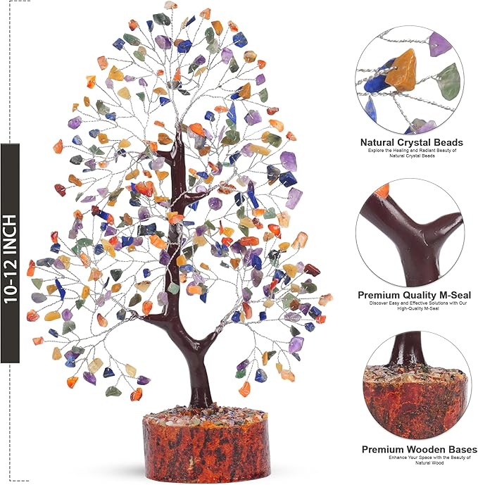 Chakra Tree, Chakra Stones and Healing Crystals, Crystal Tree of Life, Shelf Decor, for Women, Room Decor Aesthetic, Office Desk Decor, Unique Gifts for Women
