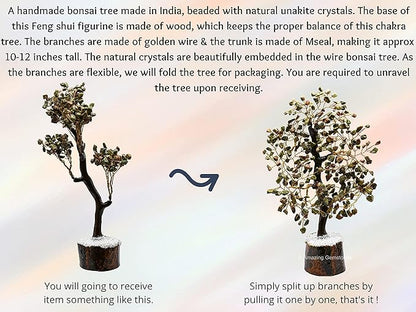 Unakite Natural Healing Premium Crystal Bonsai Feng Shui Fortune Money Tree of Life for Home Office Decor (Gift Box Ready,10-12 Inch)