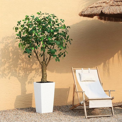 Ficus Artificial Trees Indoor Outdoor, 6ft Tall Fake Plants, Fake Ficus Silk Tree for Home Office Garden Patio Outdoor Modern Decor, 1 Pack