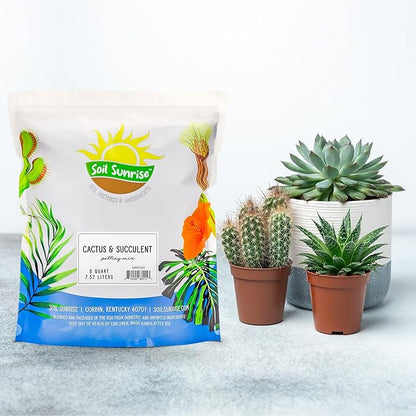 Soil Sunrise Cactus and Succulent Potting Mix (8 Quarts) Special Blend-Fast Draining and Desert-Style Gritty