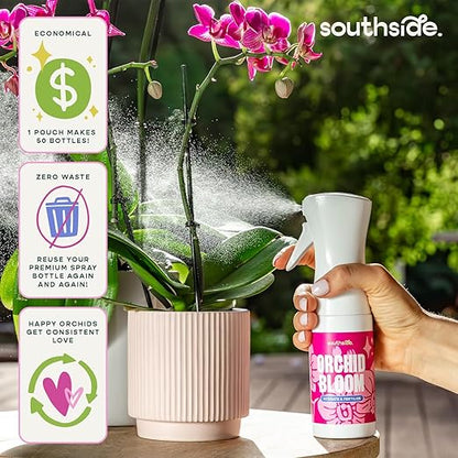 Southside Orchid Bloom Fertilizer - 50 Concentrated Refills (Spray Bottle not Included) - Hydrate & Fertilize (1-3-2 NPK) - Economical Plant Food for Orchids