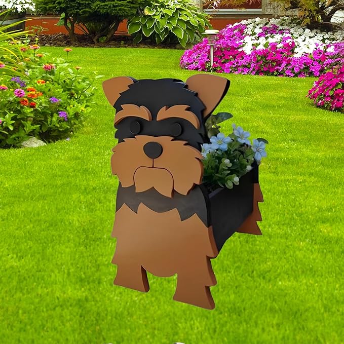 Yorkshire Dog Planter,Cute Dog Flower Pot,Gifts for Pet Lovers,Unique Animal Plant Pots,Office,Indoor Outdoor Garden Decor(9.45 * 7.76 * 12.13in)
