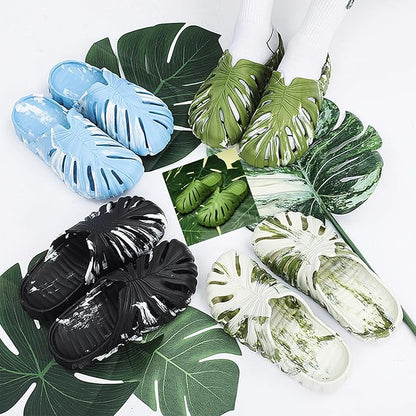 Optigard Monstera Slippers for Women and Men,Monstera EVA Thick Sole Pillow Slippers,Non Slip Quick Drying Breathable Beach Monstera Slides