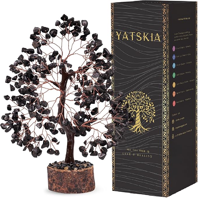 YATSKIA Black Tourmaline Crystal Tree for Positive Energy, Crystal Tree of Life Decor, Feng Shui Decor, Crystals Decor, Spritiual Gift, Meditation Accessories