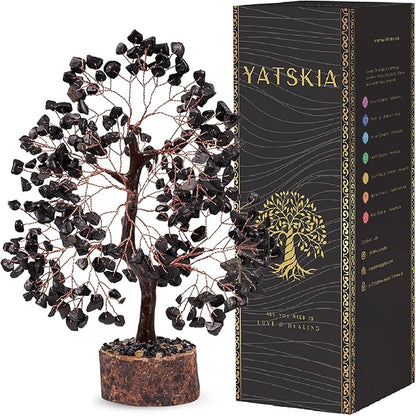 YATSKIA Black Tourmaline Crystal Tree for Positive Energy, Crystal Tree of Life Decor, Feng Shui Decor, Crystals Decor, Spritiual Gift, Meditation Accessories