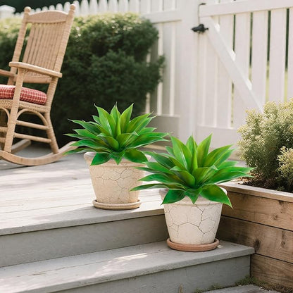 Artificial Agave Faux Agave Fake Greenery 18In Outdoor Artificial Plant Fake Plant for Indoor Home Decoration Plastic Plant Outdoor Decoration Front Porch Decor Simulation Tree 2Pack(Green)