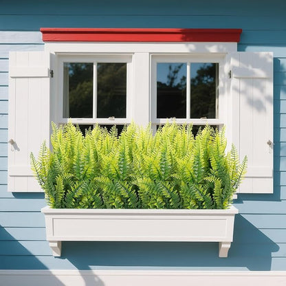FGSAEOR 12 Bundles Artificial Boston Ferns Flowers for Outdoor Indoor, Faux Flower with Eucalyptus Leaves Fake Plants Greenery, Garden Home Decor
