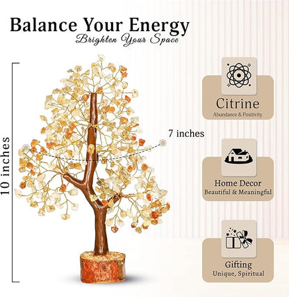 YATSKIA Citrine Crystal Tree of Life - Gemstone Tree - Citrine Crystal Stone Decor - Good Luck Gifts - Home Decor - Crystals Gifts