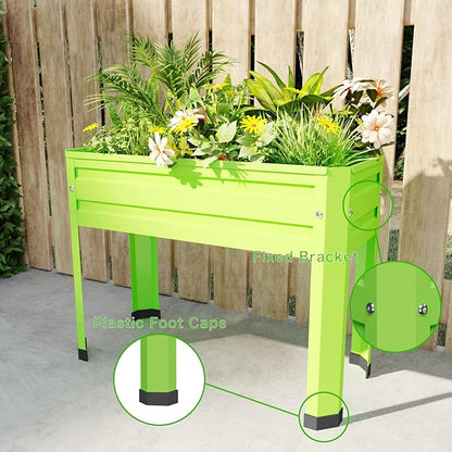 Raised Garden Bed with Detachable Legs Elevated Metal Planter Box for Growing Fresh Herbs Vegetables Flowers Succulents&Other Plants for Outdoor Backyard Patio (Green)