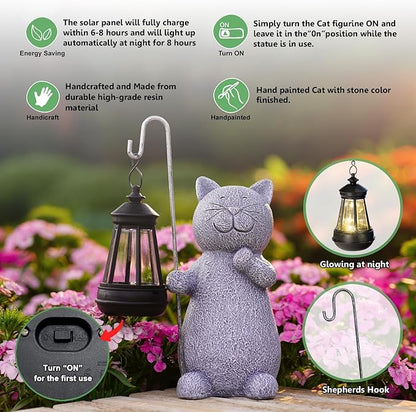 Qeeman Garden Decor Statues: Mothers Day Birthday for Mom Grandma Women Sister Wife Lady Lover - Front Patio Balcony Yard Art Lawn Ornaments Porch Outdoor Outside Decorations (Cat)