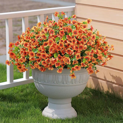 mizii Artificial Flowers for Outdoors 20 Bundles Realistic Faux Silk Flower UV Resistant Fake Plants Outside Decorations for Patio Garden Balcony Yard Porch Summer Indoor Home Decor (Light Orange)