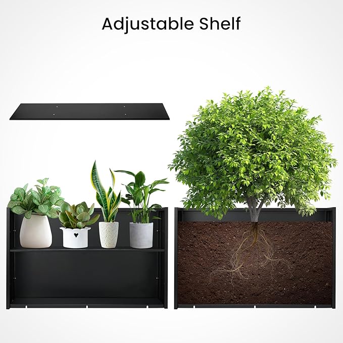 Heavy-Duty Steel Planter Box, Rust-Resistant Large Outdoor & Indoor Plant Container, Metal Garden Box with Drainage Holes & Reinforced Edges 38”x12”x30”