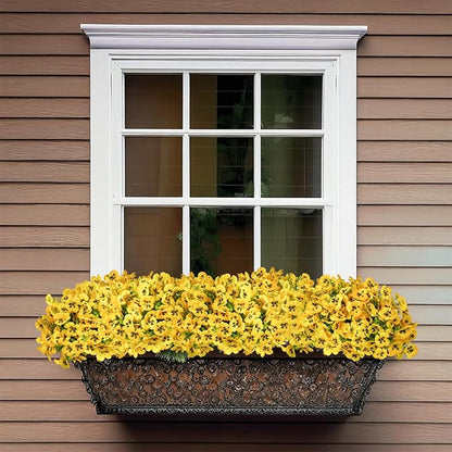 12 Bundles Artificial Flowers for Outdoor, UV Resistant Fake Pansy Flowers, Silk Faux Fowers for Outdoor Planters Home Garden Office Patio Front (12,Yellow)