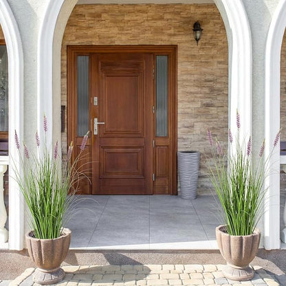 Jexine 2 Pieces Faux Plants Outdoor 4 ft Tall Artificial Lavender Plant Potted Artificial Lavender Faux Greenery Floor Flowers for Housewarming Gift House Garden Bathroom Lobby Outdoor