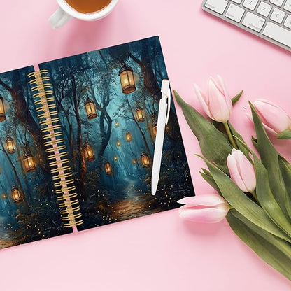 XPH Vintage Enchanted Forest Spiral Notebook, Dark Academia Journaling Notebooks for Women, Mystical Fantasy Forest Aesthetic Hardcover Journals for Writing 160 Pages 5.5 x 8.3 Inch, Mystical Gifts