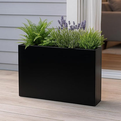 Kozyard 40”Lx12”Wx30”H Metal Planter Tall Rectangular Planter Durable All-Weather with Drainage Holes Removable Grow Liner Modern Décor for Indoor Outdoor Plants Flowers Shrubs