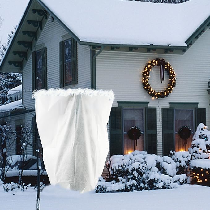 3 Pack H84 x W72 Plant Covers Freeze Protection - Shrub Cover, Winter Tree Cover with Drawstring for Season Extension & Frost Protection, White