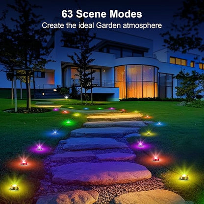 RGB Outdoor Ground Lights, 100Ft Color Changing Pathway Lights with Remote & App Control, Waterproof Walkway Lighting, Wired for Garden Yard Lawn Patio Best for Holiday Party