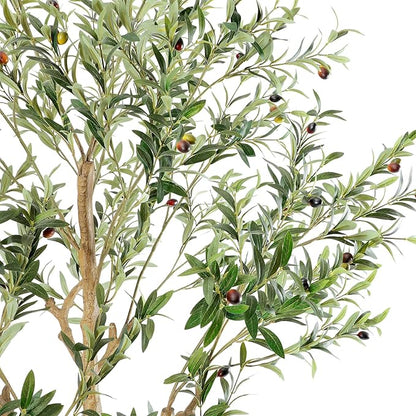 Tall Faux Olive Tree，9ft（108in） Realistic Potted Silk Artificial Olive Tree， Fake Olive Trees Indoor with Green Leaves and Big Fruits for Home Office Living Room Stairs Patio Decor.