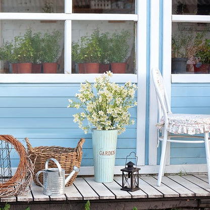 10 PCS Silk Flowers with Long Stems Artificial Flower for Tall Vase Outdoors Fake Babys Breath Bouquet Faux Floral Wedding Party Decoration Home Indoor Table Centerpiece Decor (White)