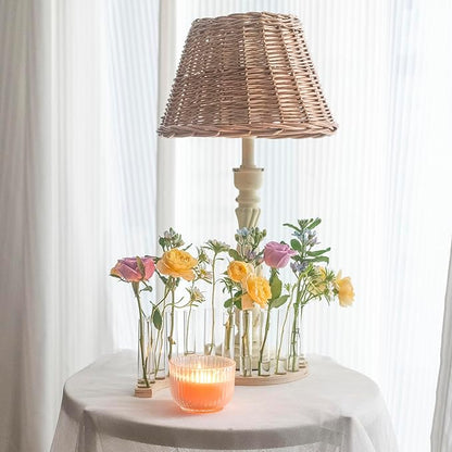 Test Tube Vases for Flowers，Small Plant Propagation Station，S Shape Plant Terrarium with Wooden Stand(Light Wood)