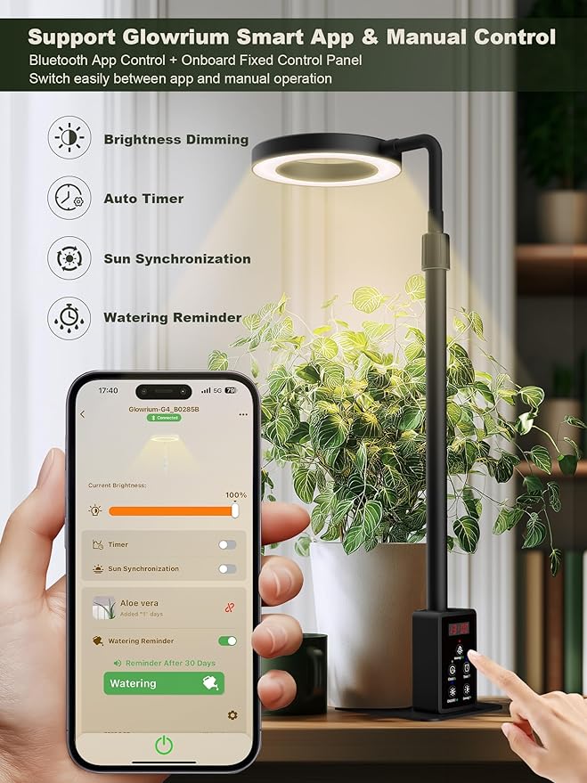 Professional LED Full Spectrum Grow Light for Indoor Plants, Hydroponic Growing System C038 (Black, 12W)