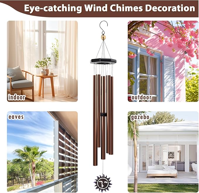 MUMTOP Wind Chimes for Outside - Deep Tone Memorial Sympathy Wind Chimes Outdoor, 37 Inch Windchimes Clearance for Garden, Patio,Yard Decor Gift