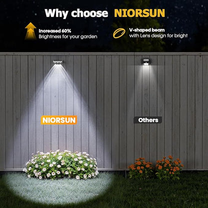 NIORSUN Solar Fence Lights,12 Pack Solars Deck Light,RGB Color,Outdoor Bulb Waterproof Led IP65,Outdoor Fence Light,Power Patio Lamp with Lenses for Outside/Backyard/Railing/Yard(White)