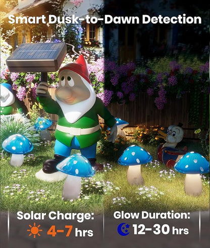 Upgraded Solar Mushroom Lights Outdoor, 9 Pack Garden Stake Light with 8 Lighting Modes, IP65 Waterproof Solar Pathway Fairy Decor for Yard/Flower Bed/Patio/Landscape/Backyard, Christmas Gift, 30 FT