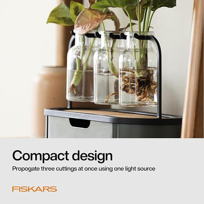 Fiskars Plant Propagation Station – Multi-Flute Glass Propagation Stand with Metal Base, Ideal for Rooting Multiple Plant Cuttings and Hydroponic Decor