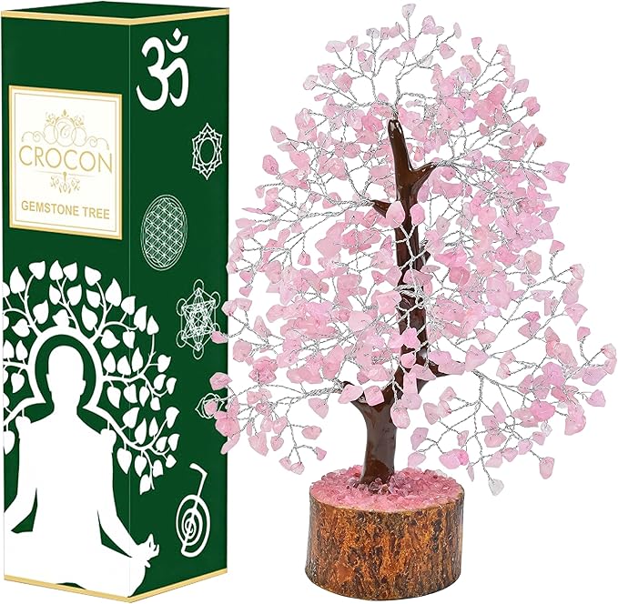 Rose Quartz Crystal Tree Home Decor and Pink Room Decor, Healing crystals Chakra Tree of Life Birthday Gifts for Women Mom Her Sister House warming Gifts New Home Spiritual Presents womens Gift