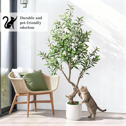 Fake Tree Faux Olive Tree with White Tall Planter Tall Fake Plant 5 Feet Tall Faux Trees Indoor Olive Trees Artificial Indoor Suitable for Home Decoration Hotel Dining Room Office Decoration