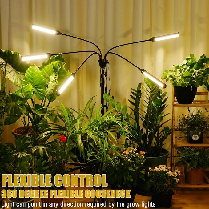 LED Grow Light Coverage and Upgraded Larger Board, Full Spectrum Grow Lamps for Indoor Hydroponic Growing Light with High PPFD (5 Branches)