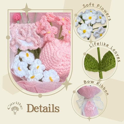 Carnation Crochet Flowers Bouquet Handmade Knitted Artificial Flowers Home Decor