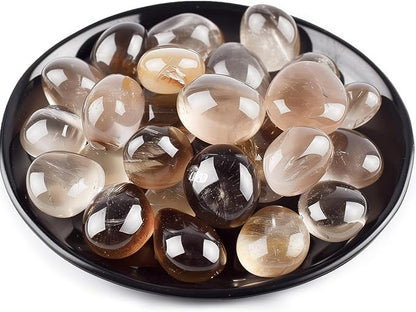 Polished Stone Set Smoky Quartz Crystals, Handpicked Tumbled Gemstones Rocks, Pebbles for Reiki, Chakra, Healing, Home Decor 0.6" Inches 7 Ounces