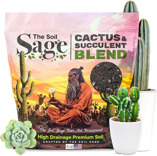 Cactus & Succulent Potting Mix - 5 Qt/8 Lbs Premium Gritty Fast Draining Soilless Potting Mix for Cactus, Succulents, Jade, Aloe Vera - Healthy Roots - Made in USA