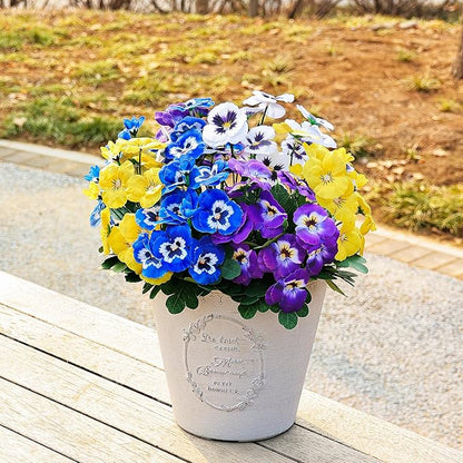 QIANYUN Fake Flowers- 24 Bundles Faux Plastic Purple Flowers for Home Wedding Kitchen Garden Table Centerpieces Indoor Outdoor Decor (Four Mixed Colors)