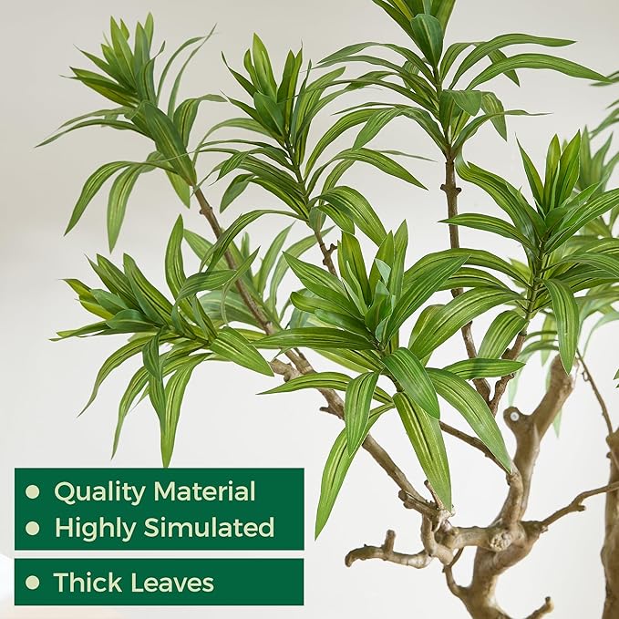 7FT Large Luxury Artificial Dracaena Reflexa Tree with Pot, Extra Lush Stereoscopic Shape, 5 Minutes Easy Set-up, Tall Indoor Fake Plant, Realistic Trunks & Leaves for Home, Office Décor