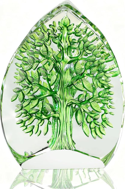 QFkris Crystal Tree of Life Decor Figurine for Home Decor, Office Desk, 3.7" Glass Tree of Life Paperweight for Positive Energy, Money, Good Luck Birthday for Women, Mom