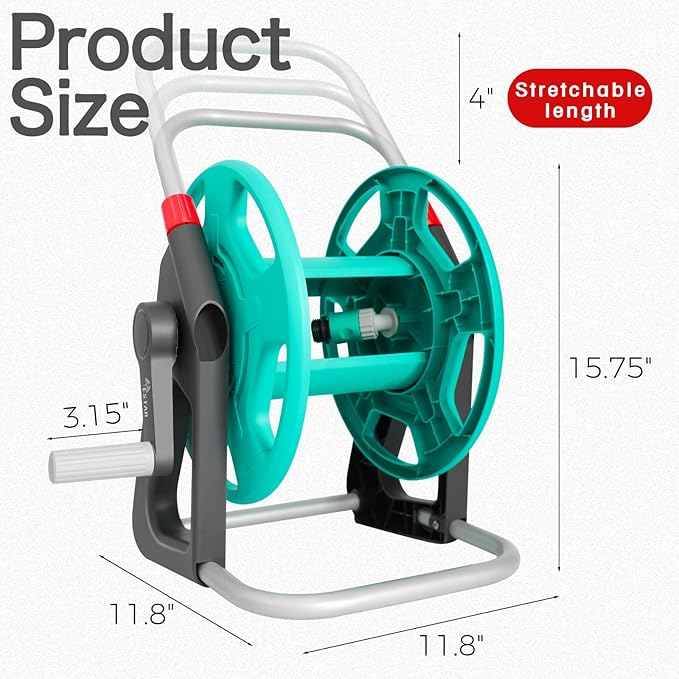 Garden Water Hose Reel Cart,Holds 50-60 Ft of 5/8 Inch Hose, Portable Hose Pipe Holder for Outside