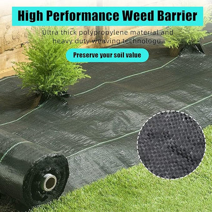 PioneerWorks 6ft X 300ft Weed Barrier Landscape Fabric Heavy Duty, Premium 3.2 oz Ground Cover Weed Block Gardening Mat, Easy Setup & Superior Weed Control, for Erosion Control, Weed Barrier