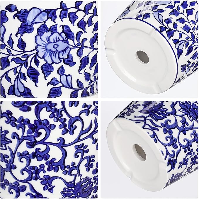 Hollyone 2PCS Blue and White Vase Flower Pot Porcelain Pots Vases Chinoiserie Vase Classic Ceramic Chinese Floral Pot Vases for Bedroom Living Room Console Table Accent Shelf Tabletop Home Decor