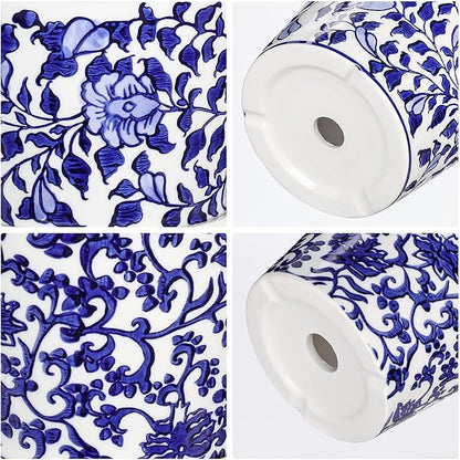 Hollyone 2PCS Blue and White Vase Flower Pot Porcelain Pots Vases Chinoiserie Vase Classic Ceramic Chinese Floral Pot Vases for Bedroom Living Room Console Table Accent Shelf Tabletop Home Decor